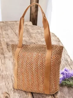 Discount Duża słomiana torebka damska letnia Damskie Wiklinowe I Słomiane