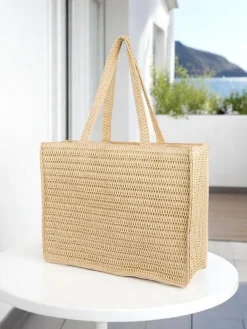 New Duża słomiana torebka damska Paris Milano Large Damskie Wiklinowe I Słomiane