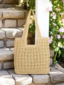 Clearance Duża słomiana torebka damska Sunny Straw Damskie Wiklinowe I Słomiane