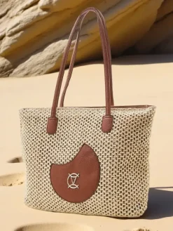 New Duża słomiana torebka damska letnia Damskie Wiklinowe I Słomiane