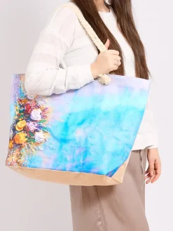 Sale Duża torba materiałowa z printem Damskie Materiałowe|Torby Plażowe