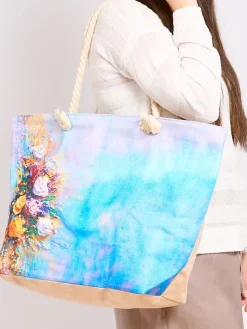 Sale Duża torba materiałowa z printem Damskie Materiałowe|Torby Plażowe