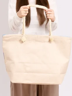 Outlet Duża torba materiałowa z printem Damskie Materiałowe|Torby Plażowe