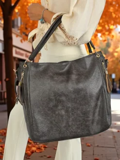 Outlet Duża torebka damska eko skórzana shopper FringeCharm Damskie Torebki Shoppers