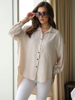 New Długa damska koszula oversize Bluzki / Koszule / Koszulki