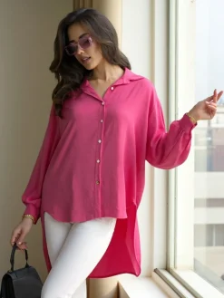 Best Długa damska koszula oversize Bluzki / Koszule / Koszulki