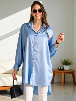 Hot Długa damska koszula oversize Bluzki / Koszule / Koszulki