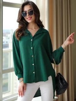 Online Długa damska koszula oversize Bluzki / Koszule / Koszulki