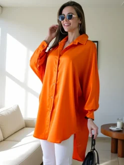 New Długa damska koszula oversize Bluzki / Koszule / Koszulki