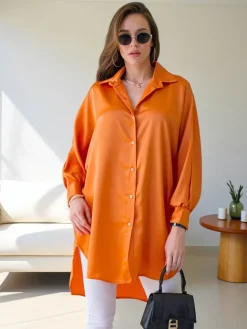 New Długa damska koszula oversize Bluzki / Koszule / Koszulki