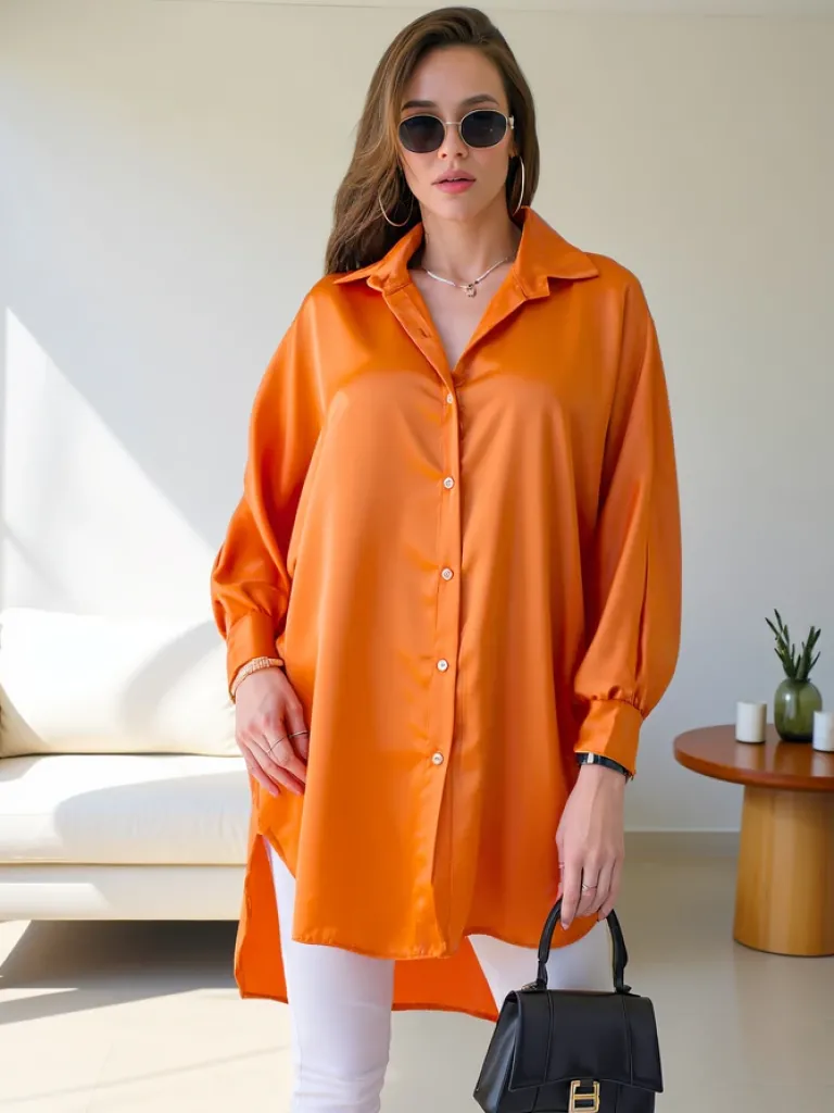 New Długa damska koszula oversize Bluzki / Koszule / Koszulki