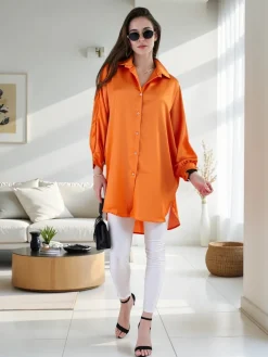 New Długa damska koszula oversize Bluzki / Koszule / Koszulki