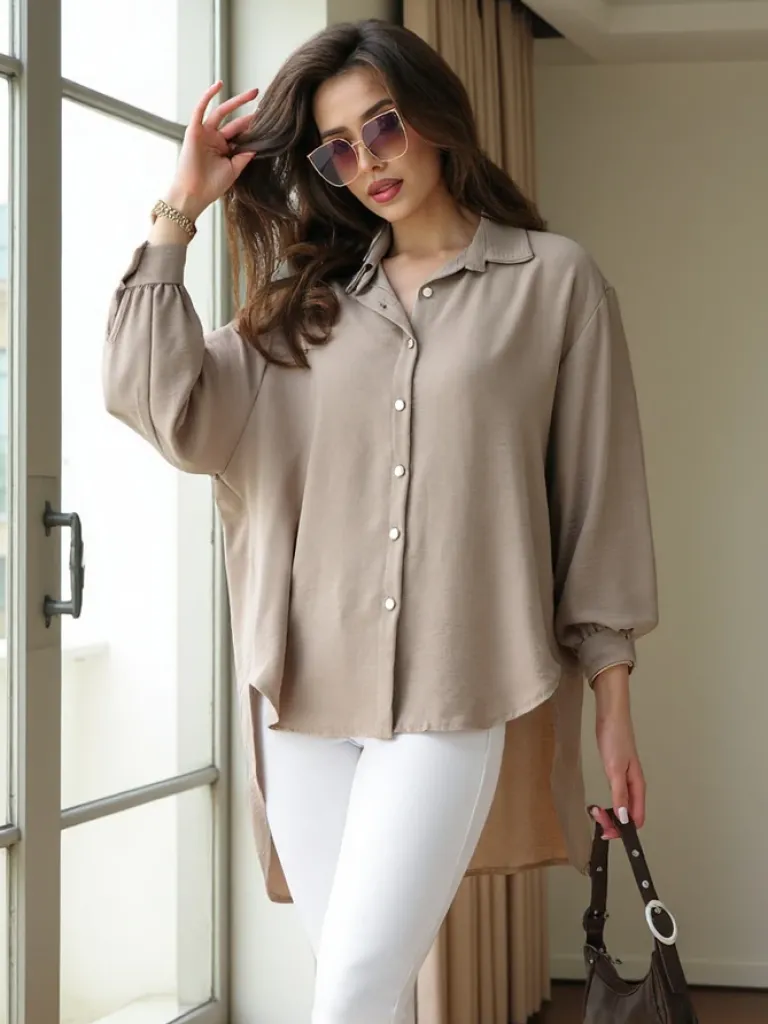 Hot Długa damska koszula oversize Bluzki / Koszule / Koszulki