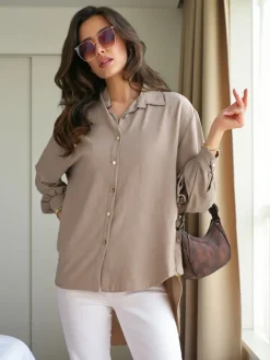 Hot Długa damska koszula oversize Bluzki / Koszule / Koszulki