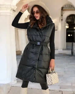 Online Długa kamizelka damska a'la skórzana Kurtki / Marynarki / Płaszcze