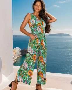 Discount Długi kombinezon damski z printem Kombinezony