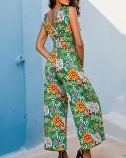 Discount Długi kombinezon damski z printem Kombinezony