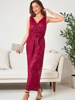 New Długi kombinezon damski z cekinami Kombinezony