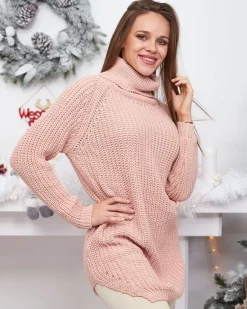 Best Dłuższy damski sweter z golfem Swetry