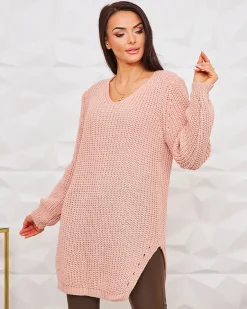 Clearance Dłuższy damski sweter dzianinowy Swetry