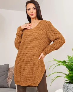 Best Dłuższy damski sweter dzianinowy Swetry