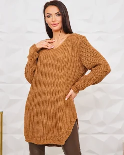 Best Dłuższy damski sweter dzianinowy Swetry