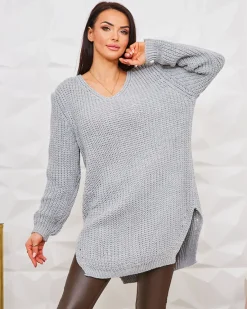 Best Dłuższy damski sweter dzianinowy Swetry