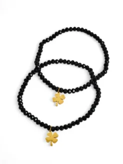 New Dwie Bransoletki damskie z zawieszką koniczynki Damskie Biżuteria