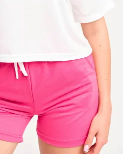 Clearance Dwuczęściowy biało - różowy damski komplet sportowy Damskie Komplety Damskie