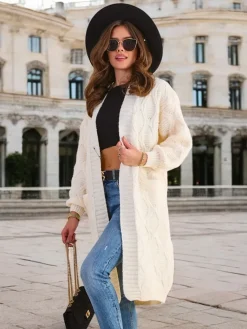 Sale Dzianinowy damski sweter typu narzutka Swetry