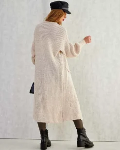 Sale Dzianinowy damski sweter typu narzutka Swetry