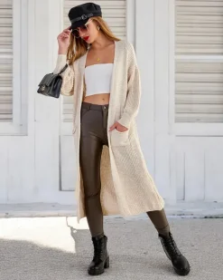 Sale Dzianinowy damski sweter typu narzutka Swetry