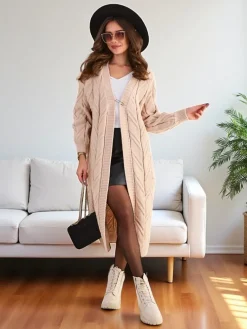 Clearance Dzianinowy damski sweter typu narzutka Swetry