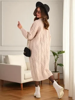 Clearance Dzianinowy damski sweter typu narzutka Swetry