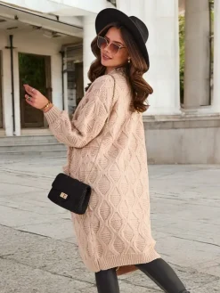 Clearance Dzianinowy damski sweter typu narzutka Swetry