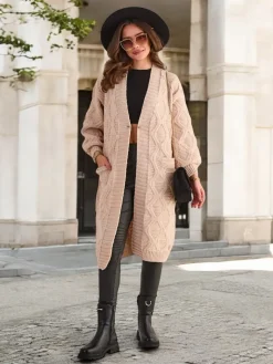 Clearance Dzianinowy damski sweter typu narzutka Swetry