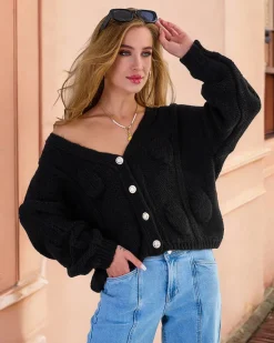 Best Dzianinowy damski sweterek z guzikami Swetry