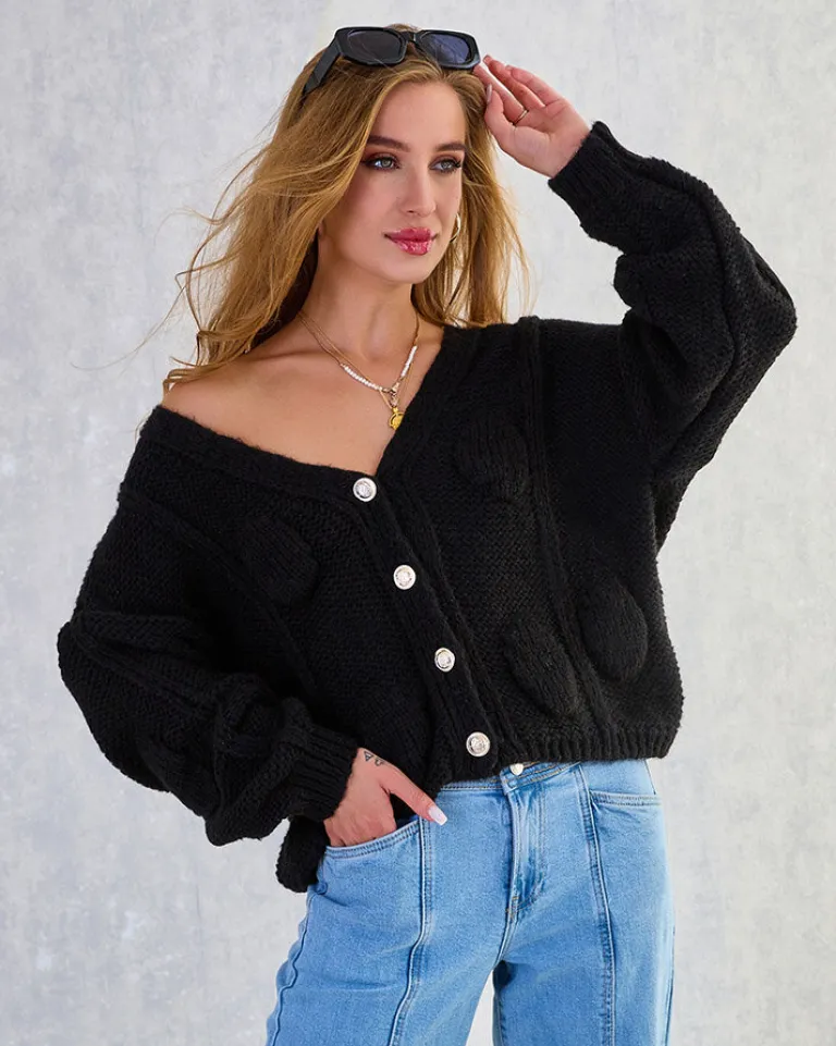 Best Dzianinowy damski sweterek z guzikami Swetry