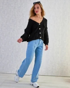 Best Dzianinowy damski sweterek z guzikami Swetry