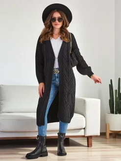 New Dzianinowy damski sweter typu narzutka Swetry