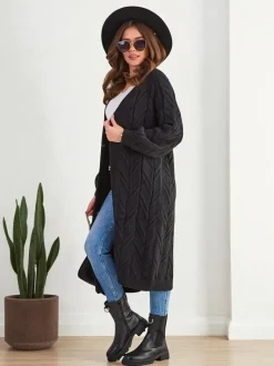 New Dzianinowy damski sweter typu narzutka Swetry