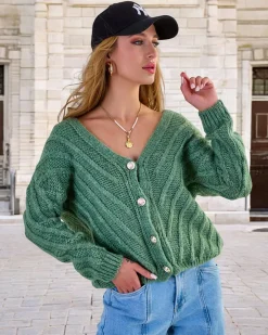 Clearance Dzianinowy damski sweterek z guzikami Swetry