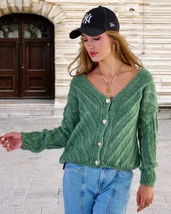 Clearance Dzianinowy damski sweterek z guzikami Swetry