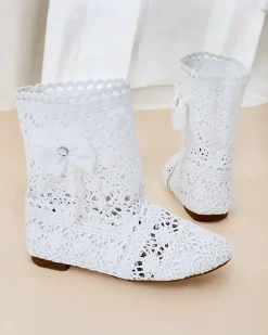 Clearance Dziecięce ażurowe botki z kokardką Geggis Dziewczęce