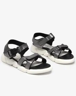 Discount Dziecięce błyszczące sandały w kolorze owym Leepe Dziewczęce