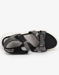 Discount Dziecięce błyszczące sandały w kolorze owym Leepe Dziewczęce