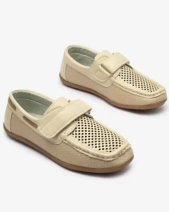 Outlet Dziecięce mokasyny ażurowe w kolorze beżowym Nexxc Dziewczęce