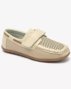 Outlet Dziecięce mokasyny ażurowe w kolorze beżowym Nexxc Dziewczęce