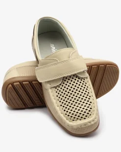 Outlet Dziecięce mokasyny ażurowe w kolorze beżowym Nexxc Dziewczęce