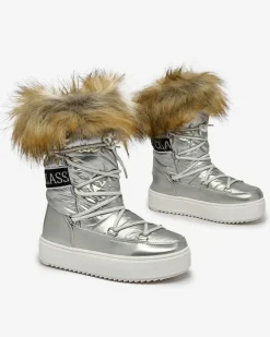 Clearance Dziecięce wsuwane buty a'la śniegowce z futerkiem w kolorze m Asika Dziewczęce